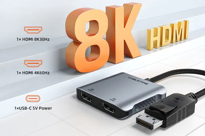 Bộ chuyển đổi DisplayPort 8K sang HDMI kép cho màn hình kép 4K